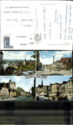 669347,Mehrbild Ak Steyr Blick v. Tabor Kaffeerestaurant Stadtplatz