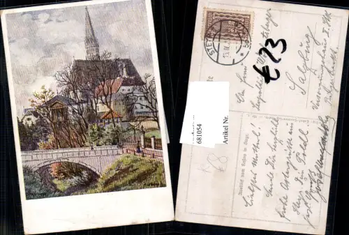 681054 Künstler AK A. Lebeda Steyr Kasino Ausblick