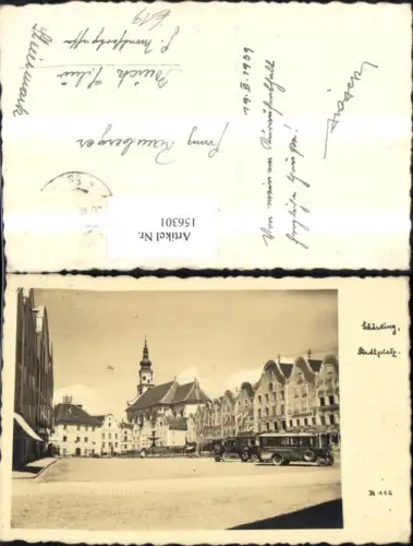 156301,Schärding Stadtplatz Ansicht m. Automobil Autobus 1939