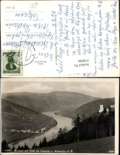 378046,Schloss Marsbach m. Blick ins Donautal u. Wesenufer Totale