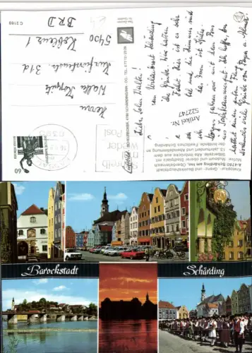 522747,Schärding am Inn Teilansicht Brücke Tracht Mehrbildkarte