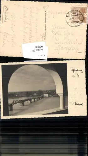 666038,Foto-AK Schärding Brücke pub Kaiser