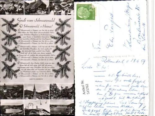 515762,Liedkarte Schwarzwald Freiburg Schluchsee Titisee Seilbahn Mehrbildkarte