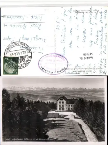 517166,Hotel Hochblauen b. Badenweiler m. Alpen Bergkulisse