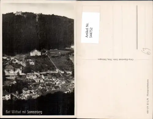 544752,tolle AK Wildbad m. Sommerberg