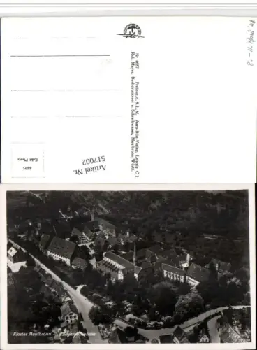 517002,Kloster Maulbronn Totale Fliegeraufnahme