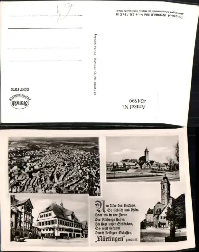 424599,Nürtingen Totale Kirche Brunnen Mehrbildkarte Spruch