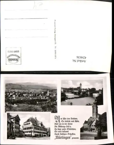 424636,Nürtingen Totale Kirche Fluss Brunnen Mehrbildkarte Spruch
