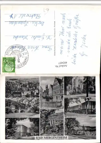 492457,Bad Mergentheim Totale Brücke Kurhaus Brunnen Mehrbildkarte