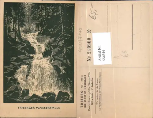 554544,Künstler AK Triberg im Schwarzwald Lotterie Nr. Wasserfall