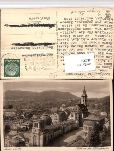 480359,Baden-Baden Teilansicht von d. Schlossterrasse Kirche