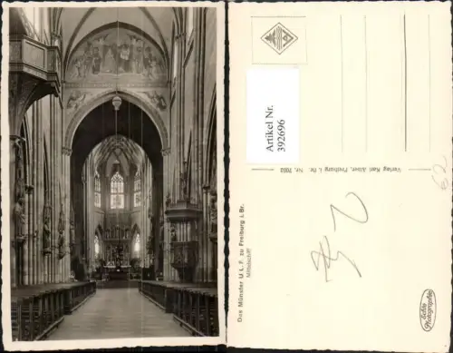 392696,Freiburg im Breisgau Münster Kirche Innenansicht Mittelschiff