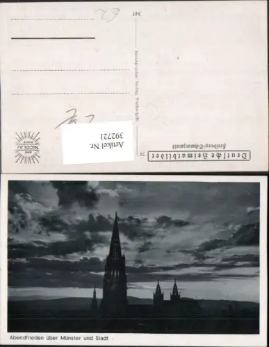 392721,Freiburg im Breisgau Abendfrieden über Münster Kirche u. Stadt