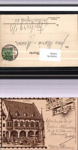 529346,Holzbrand Imitations Postkarte Gruß aus Freiburg pub Hinsche