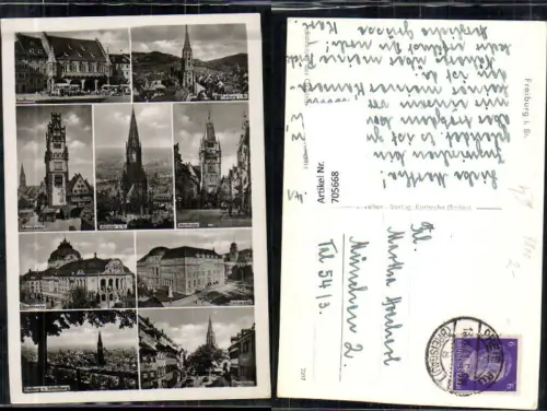 705668 Mehrbild AK Freiburg im Breisgau Kaufhaus Universtität Oberlinden Stadttheater