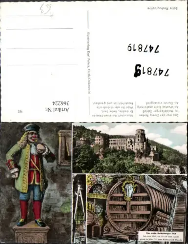 366224,Heidelberg Schloss Heidelberge Fass Zwerg Perkeo Mehrbildkarte