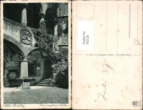 382120,Heidelberg Schloss Partie vom gläsernen Saalbau Arkaden