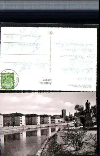 318307,Heilbronn am Neckar Fluss Partie m. Götzenturm Bismarck-Denkmal