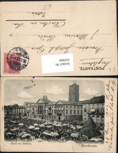345068,Karlsruhe Markt m. Rathaus