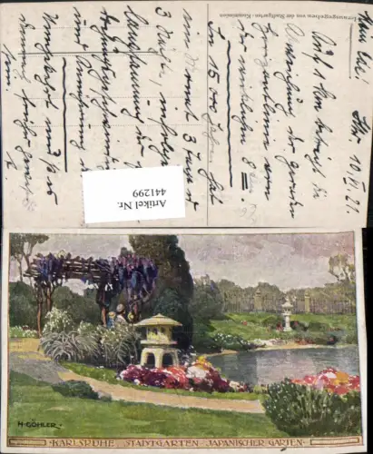 441299,Künstler AK H. Göhler Karlsruhe Stadtgarten Japanischer Garten
