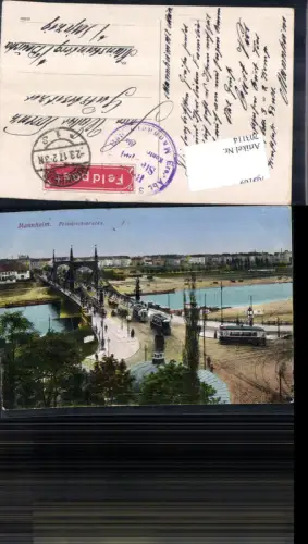 Mannheim Friedrichsbrücke Feldpost gel Kleinsteinberg Beucha Leipzig Brandis