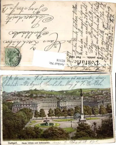 82118,Stuttgart Neues Schloss Schlossplatz 1908 Denkmal