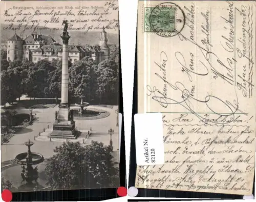 82120,Stuttgart Schlossplatz Altes Schloss Denkmal 1908