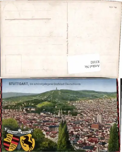 83102,Stuttgart Totale m. Wappen 1915