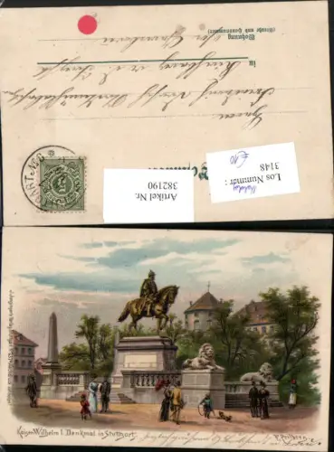 382190,Künstler Litho F. Perlberg Stuttgart Kaiser-Wilehlm-Denkmal