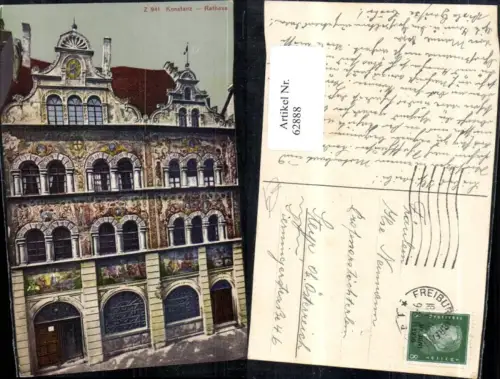 62888,Konstanz Rathaus Frontansicht 1936