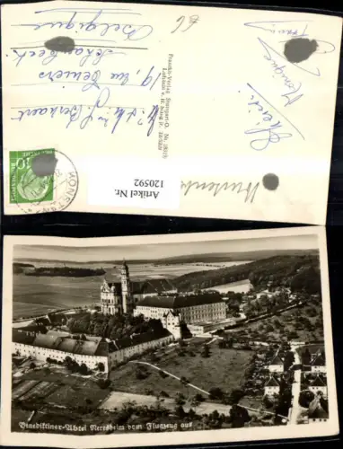 120592,Neresheim Benediktinerabtei Fliegeraufnahme 1954