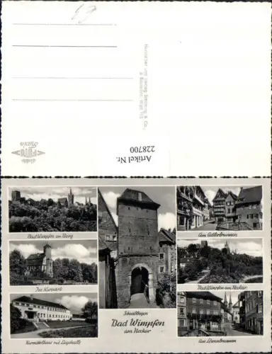 228700,Bad Wimpfen a. Neckar Schwibbogen Adlerbrunnen Kurpark Löwenbrunnen Mehrbildkarte