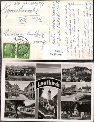 228960,Leutkirch Totale Brücke Kriegerdenkmal Marktstraße Kirche Mehrbildkarte