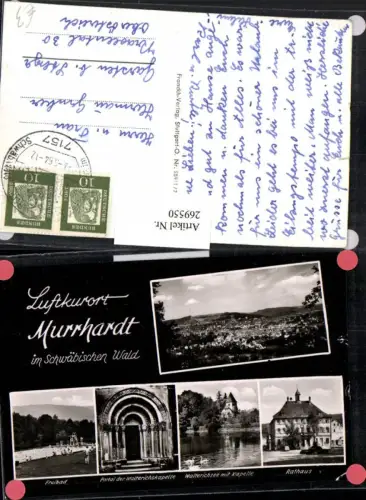 269550,Murrhardt i. Schwäbischen Wald Mehrbildkarte Totale Freibad Walterichskapelle See Rathaus