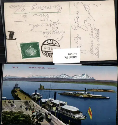 269560,Konstanz Hafen Hafeneinfahrt Dampfschiffe Schiff Bergkulisse