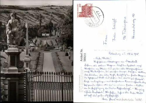 569211,Weikersheim Schloss Weikersheim Blick Park Orangerie Romantische Straße Statue