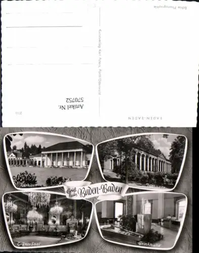 570752,Mehrbild Ak Baden-Baden Kurhaus Trinkhalle Grüner Saal