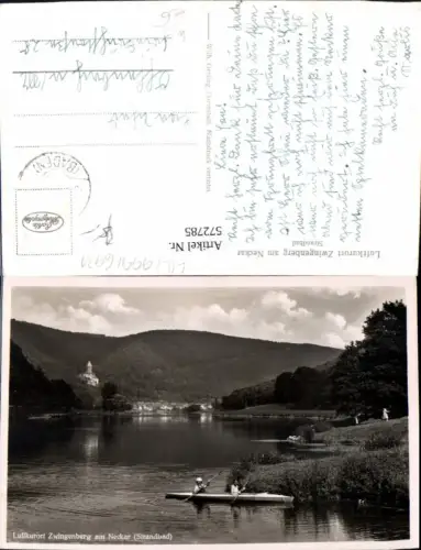 572785,Foto Ak Zwingenberg a. Neckar Strandbad Kanu Ruderboot