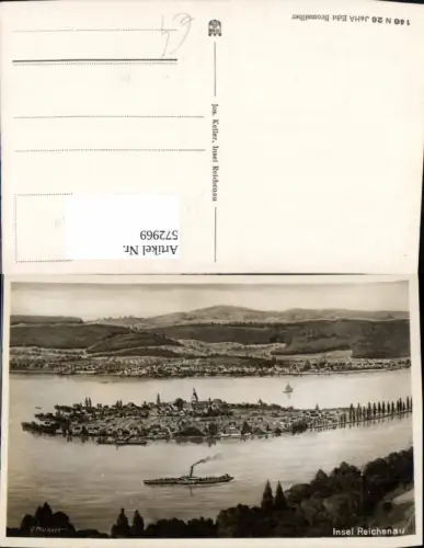 572969,Künstler Ak G. Markert Insel Reichenau Schiff Damper Bodensee