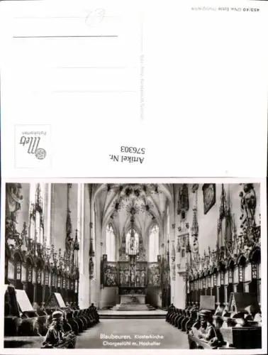 576303,Foto Ak Blaubeuren Klosterkirche Chorgestühl m. Hochaltar