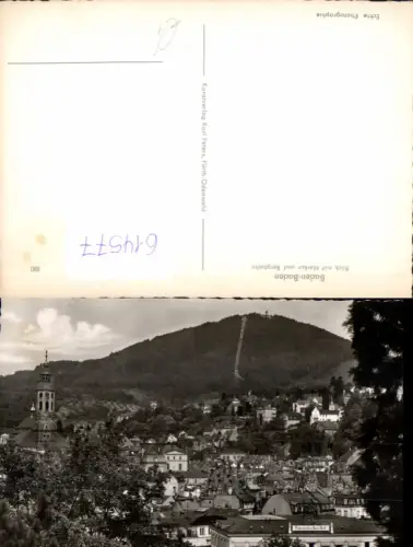 614577,Foto Ak Baden-Baden Blick auf Merkur u. Bergbahn