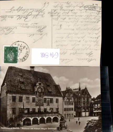 614588,Foto Ak Heilbronn a. Neckar Rathaus m. Robert Mayer Denkmal