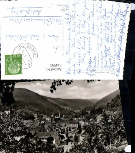 614593,Foto Ak Calw i. Nagoldtal Schwarzwald Stadtmitte m. Nagold u. Nikolausbrücke