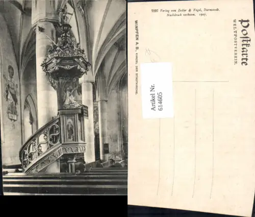 614605,Bad Wimpfen Kanzel d. Stadtkirche Kirche Innenansicht