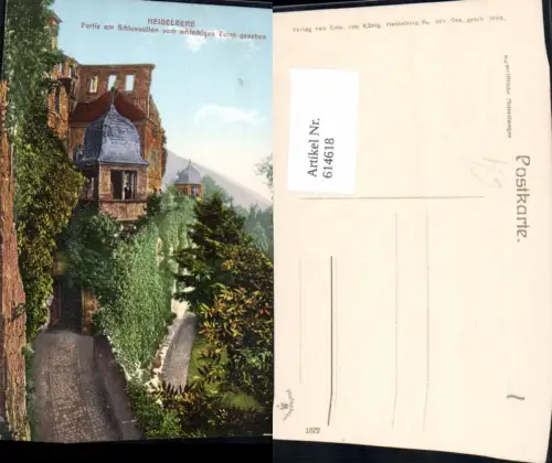 614618,Heidelberg Partie a. Schlossaltan v. Achteckigen Turm gesehen