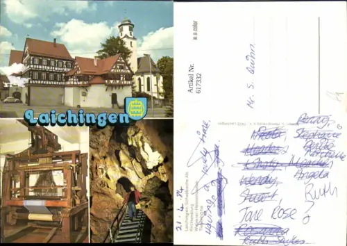 617332,Mehrbild Ak Laichingen Schwäbische Alb Kirchenburg Weberei Webstuhl Tiefenhöhle