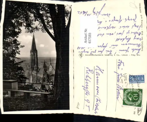 617593,Foto Ak Freiburg i. Breisgau Blick v. Schlossberg