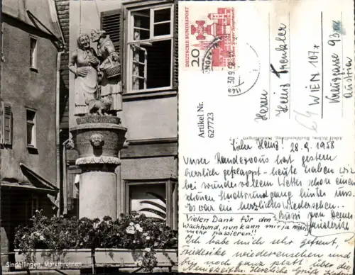 627723,Foto Ak Sindelfingen Marktbrunnen Brunnen