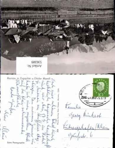 536389,Bahnpost Zug 01369 29.9.1959 München Murnau