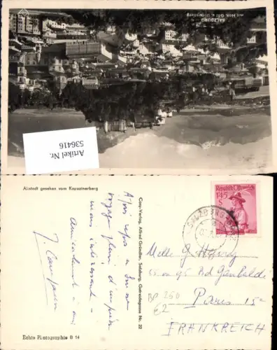 536416,Bahnpost Zug 250 Salzburg Graz 03.7.1954